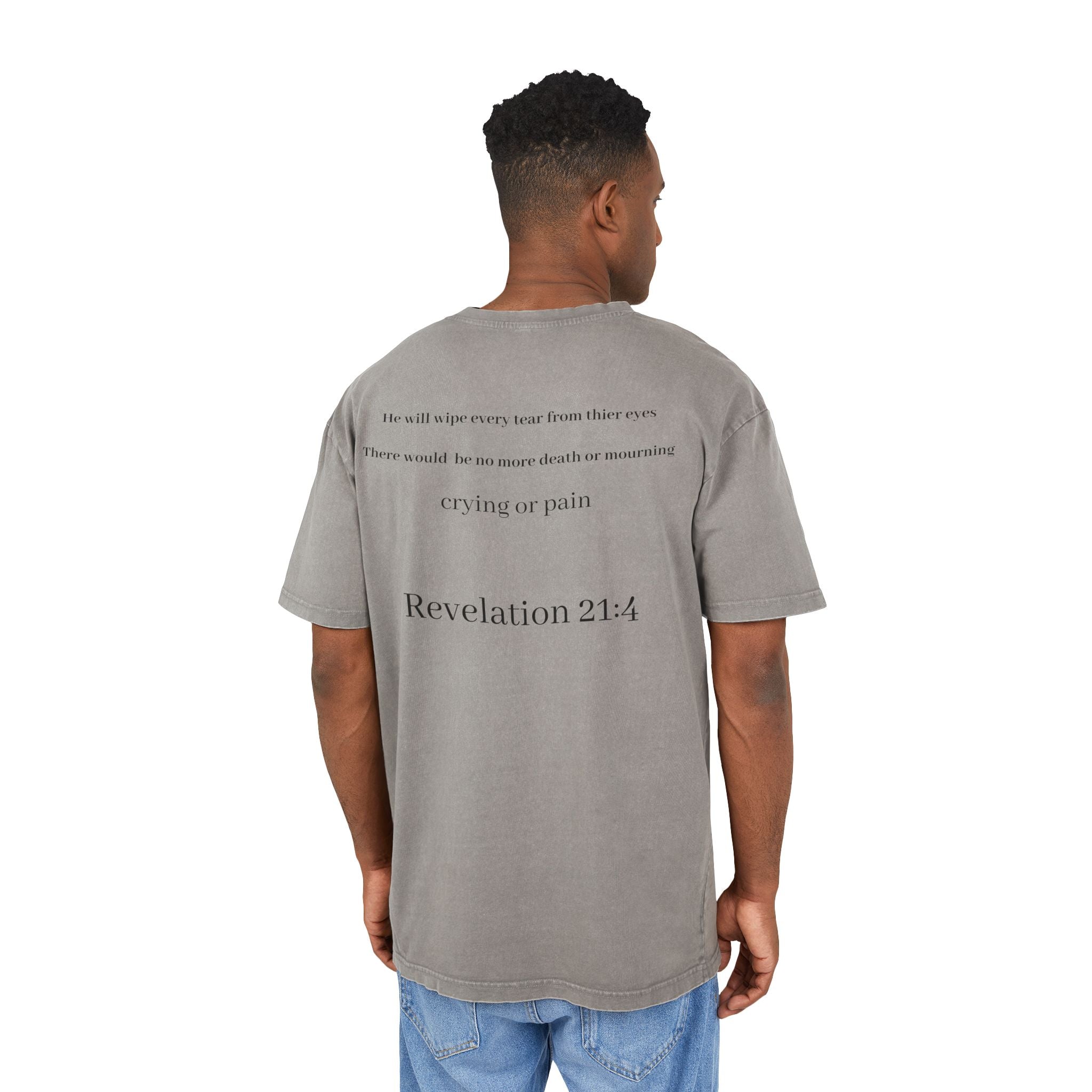 Herren Acid Washed Heavy Oversize T-Shirt EWIGE HOFFNUNG — OFFENBARUNG 21,4