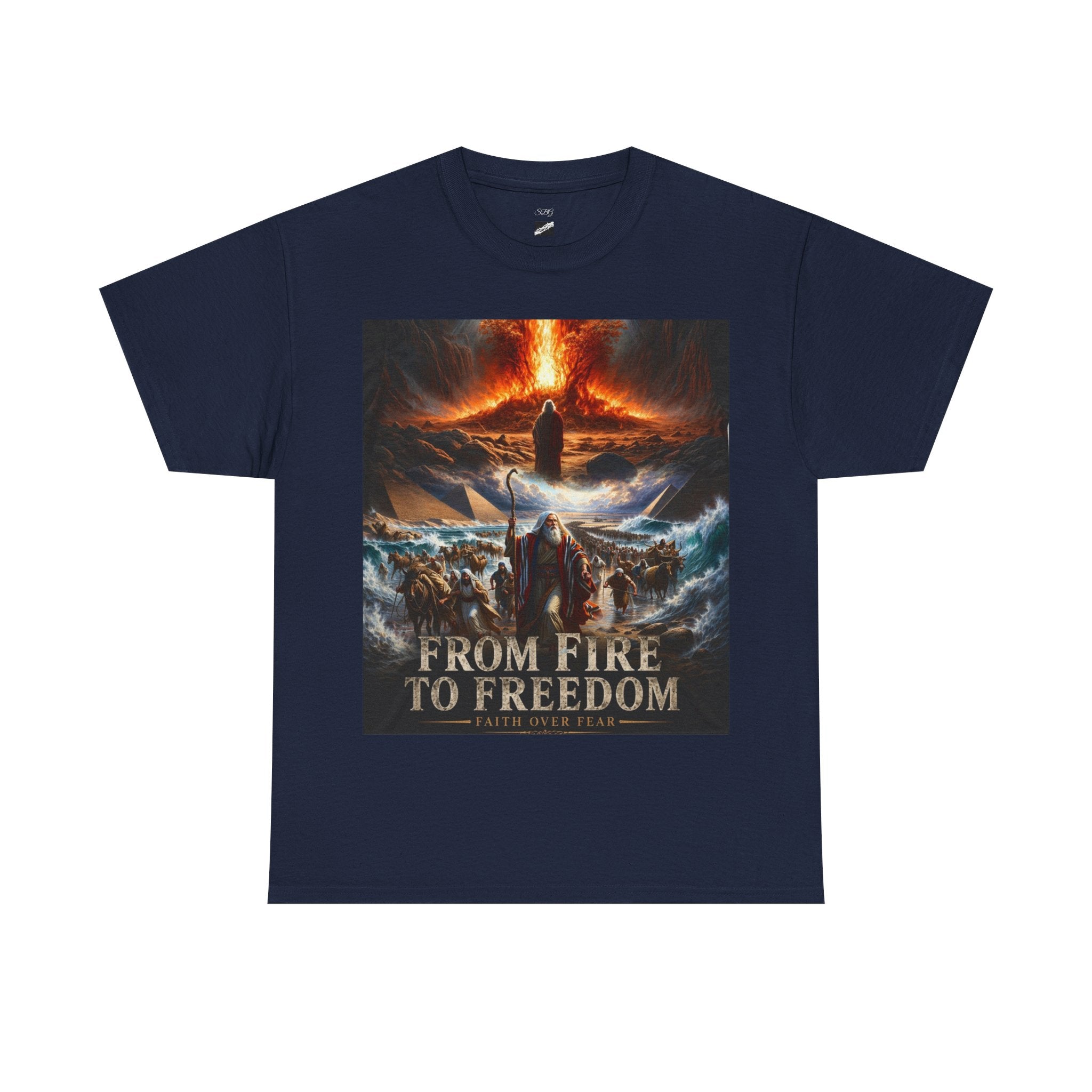 Unisex “From Fire to Freedom” Moses Graphic T-Shirt – Faith Over Fear Biblical Tee