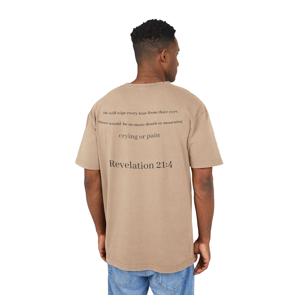 Herren Acid Washed Heavy Oversize T-Shirt EWIGE HOFFNUNG — OFFENBARUNG 21,4