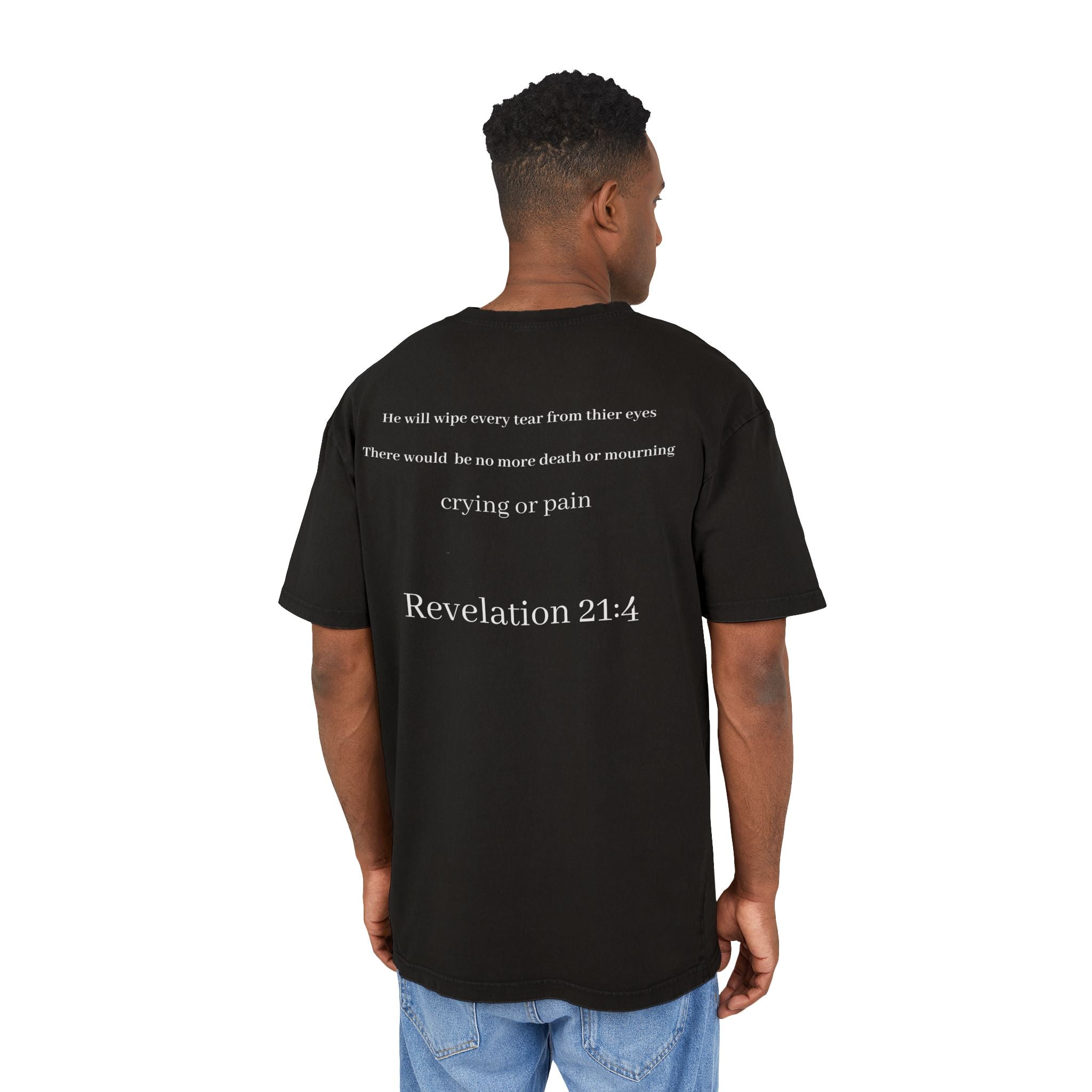 Herren Acid Washed Heavy Oversize T-Shirt EWIGE HOFFNUNG — OFFENBARUNG 21,4